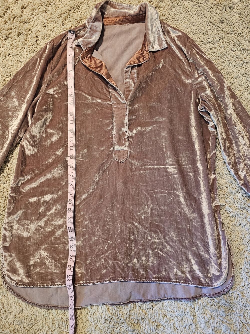 Velvet Tunic Top in Dusty Rose